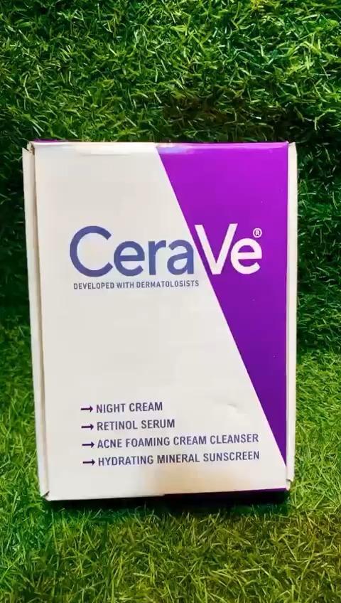 CeraVe 4 in 1 Skincare Bundle | Acne Cleanser, Retinol Serum, Night Cream & SPF 50 Sunscreen | Complete Daily Skin Care Routine