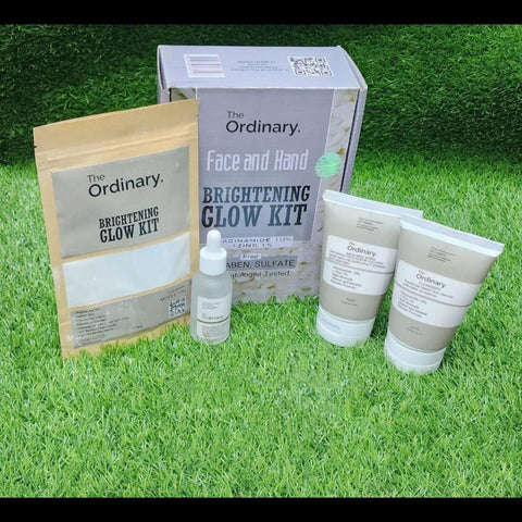 The Ordinary Brightening Glow Kit  Complete Face & Hand Skincare Set with Cleanser, Serum, Scrub & Brightening Mask